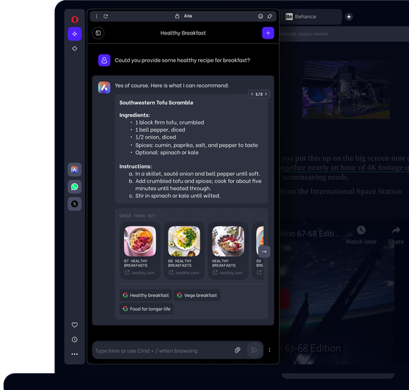Aria, browser AI